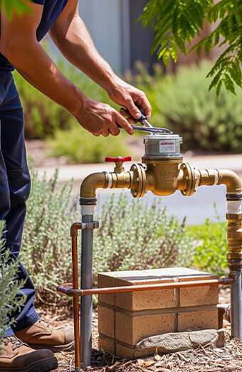 Plumber Adjusting Water Meter